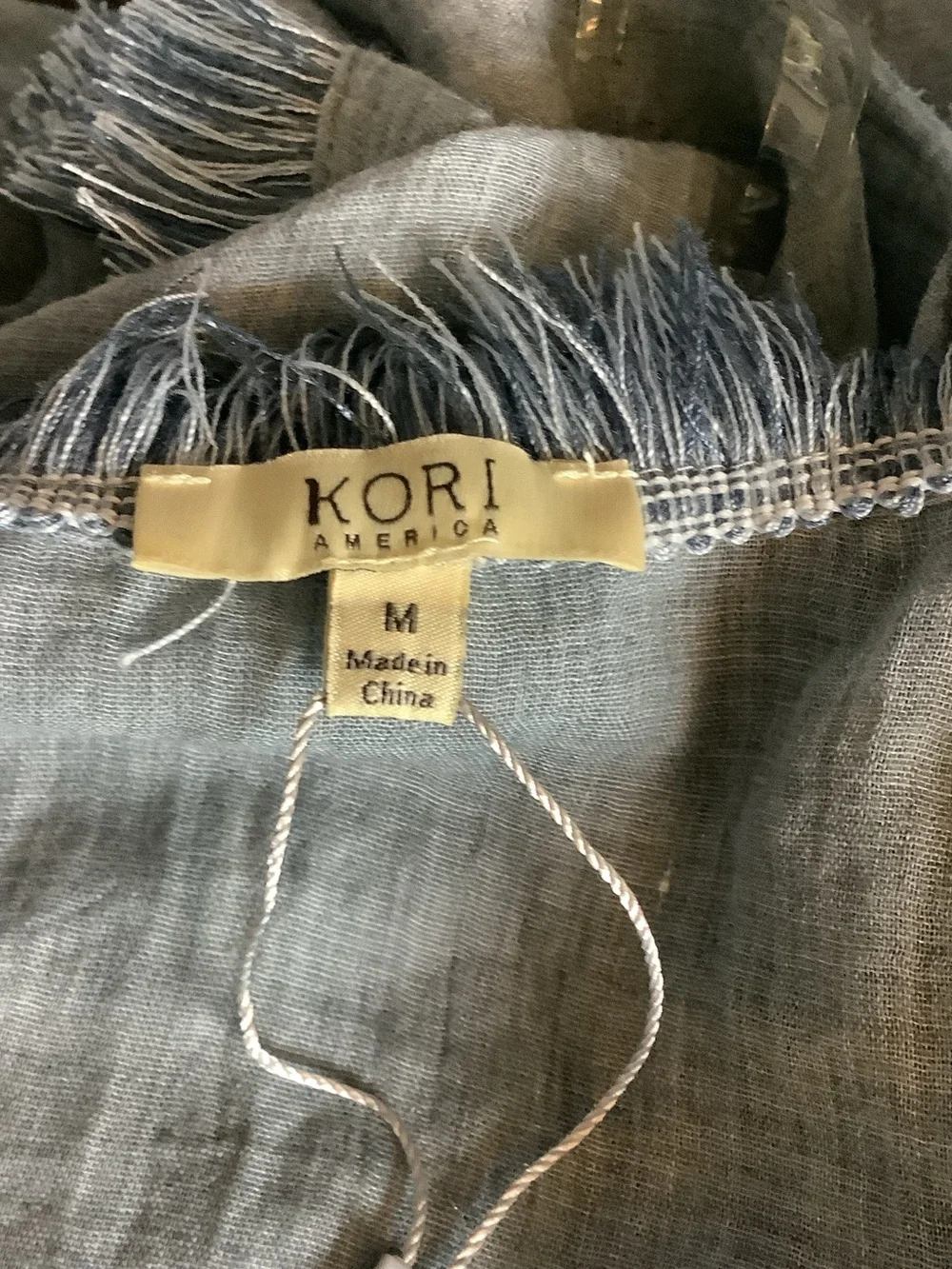Kori Light Blue Fringed Wrap
